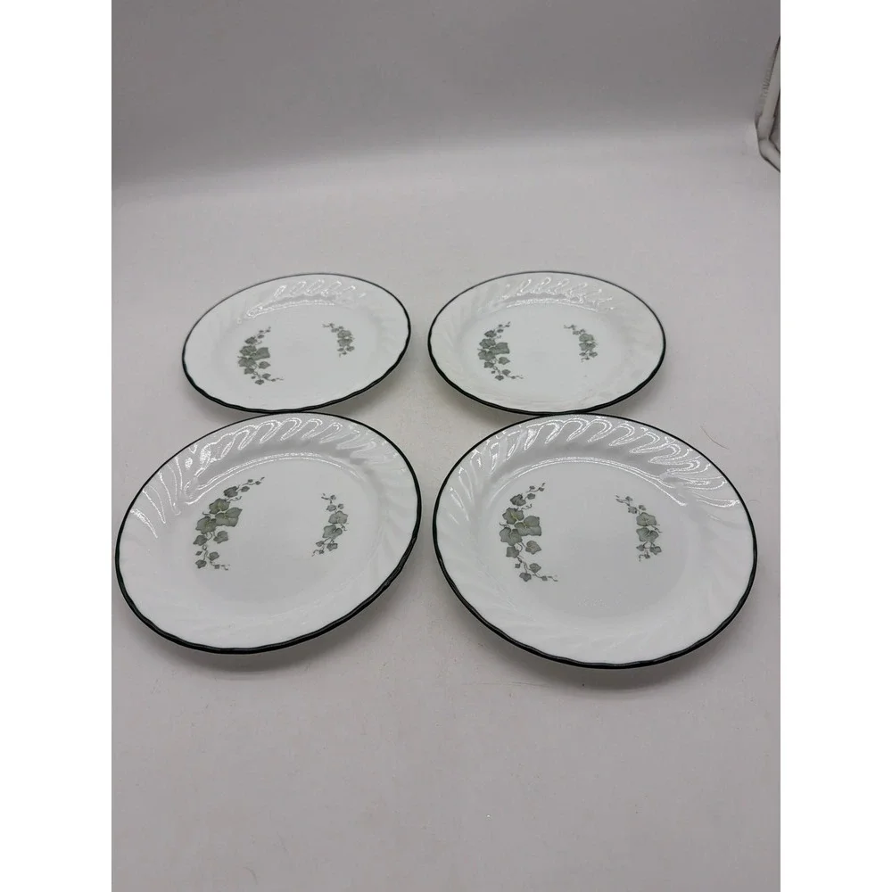 4 Corelle Callaway Green Ivy Plates by Corning Ware Swirl 7
